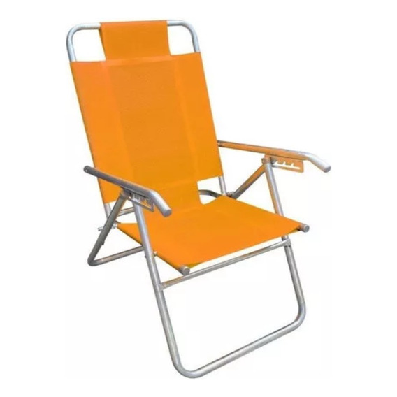 Reposera Silla Aluminio Descansar 5 Posiciones Modelo Alto 80015 Coversol Color Naranja