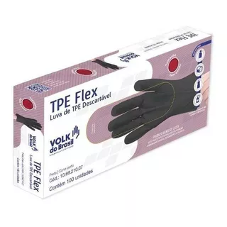 Luvas Descartáveis Volk Do Brasil Flex Cor Preto Tamanho  Gg De Elastômero Termoplástico Em Kit De 20 X 100 Unidades 