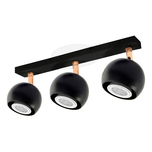 Lampara Aplique Techo Pared Gioluce Tini Gap 3 Luces Bocha Negro Cobre