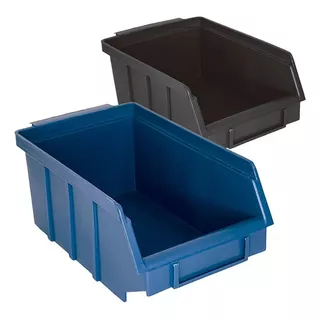 Caixa Bin Organizadora Plástica Nº4 Azul Caixa Com 60 Peças