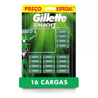 Carga Para Aparelho De Barbear Mach3 Sensitive 16un Gillette