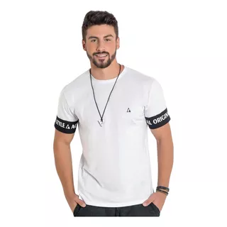 Camiseta Branca Com Estampa Costas E Mangas Style Masculina