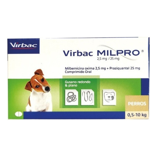 Milpro Virbac Desparasitante Interno Perros Hasta 10kg X4uds