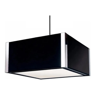 Colgante Cuadrado Blanco Con Acero Apto Led Luz Desing