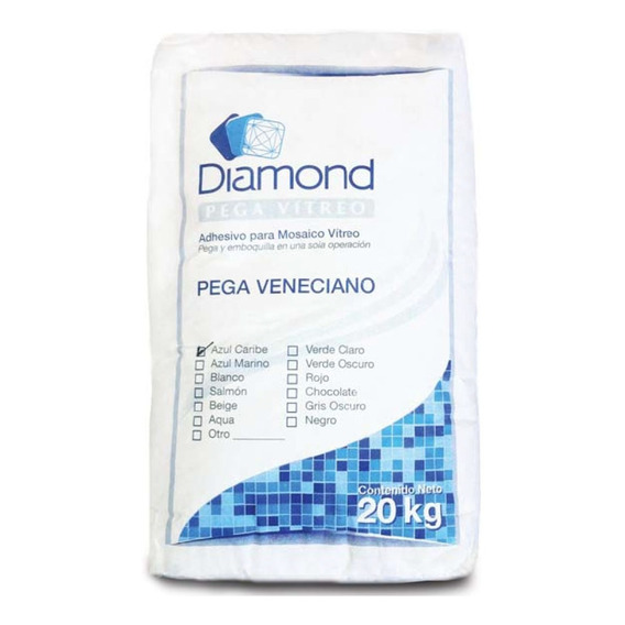 Pegamento Veneciano Diamond Azul Caribe Bulto 20 Kgs Alberca