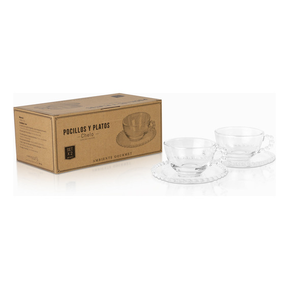 Set X 2 Pocillo Y Plato Chelo Ambiente Gourmet