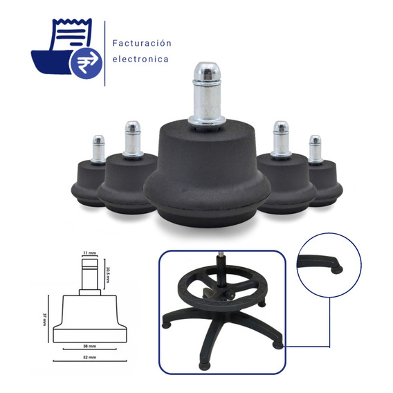 Deslizadores Silla Oficina Giratoria (kit De 5 Unidades)