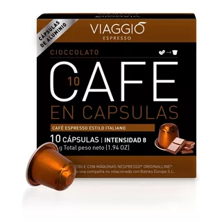 Café Cápsulas Aluminio Viaggio Espresso Ciocolatto X10u