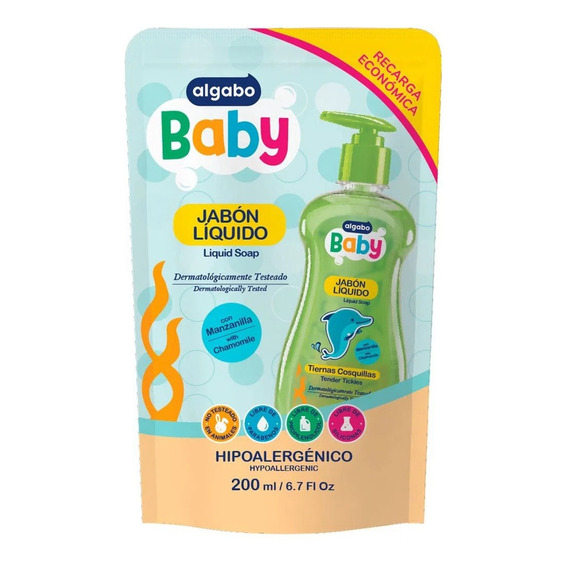 Jabón Liquido Bebes X 200ml Algabo Baby Recarga Económica