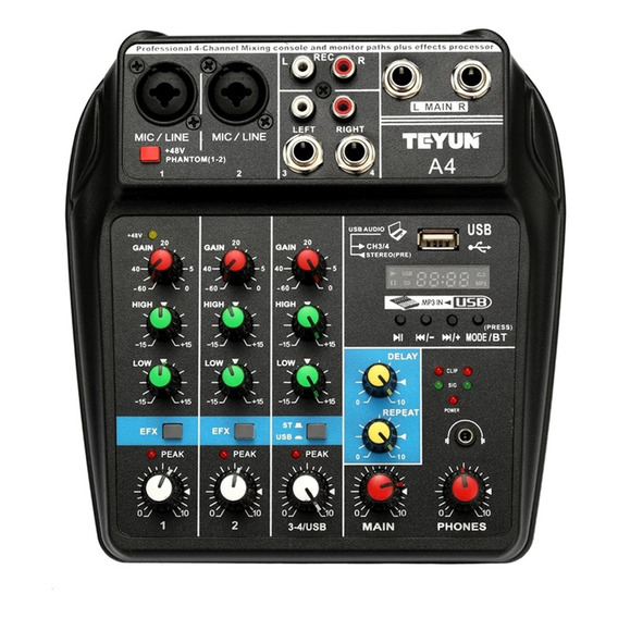 Mezcladora Mixer Teyun A4 4 Canales Bluetooth Usb 