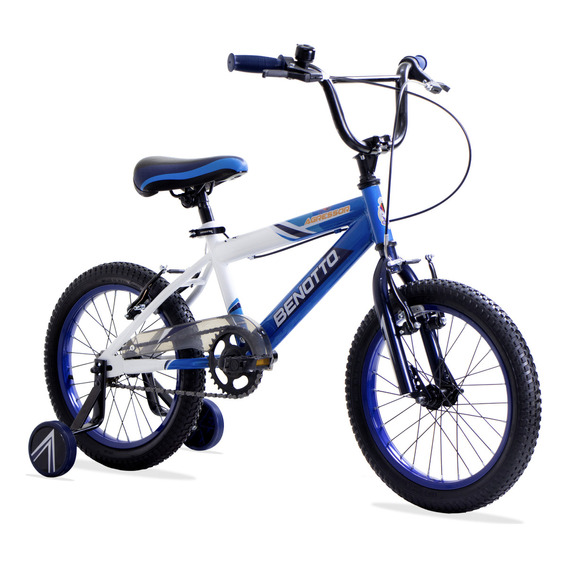 Bicicleta Benotto Cross Agressor R16 1v. Niño Ruedas Lateral Color Blanco/Azul Tamaño del cuadro n/a