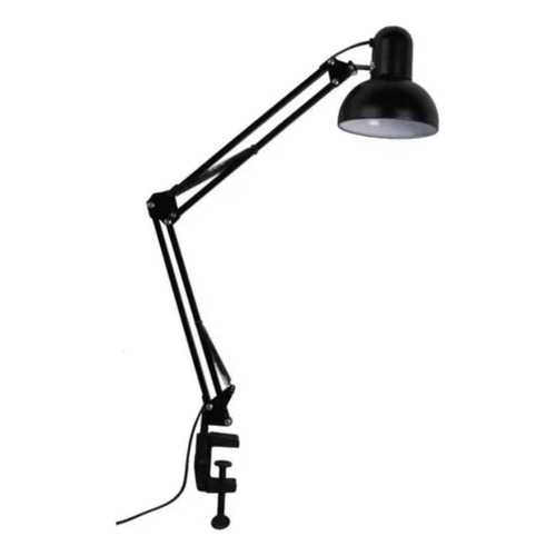 Lámpara De Escritorio Con Pinza Y Restirador Color de la estructura Negro Color de la pantalla Blanco