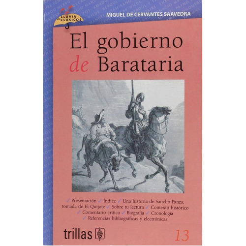El Gobierno De Baratería Volumen 13 Serie Lluvia De Clásicos, De Cervantes Saavedra, Miguel De Salado, Minerva (adaptacion)., Vol. 1. Editorial Trillas, Tapa Blanda En Español, 2005