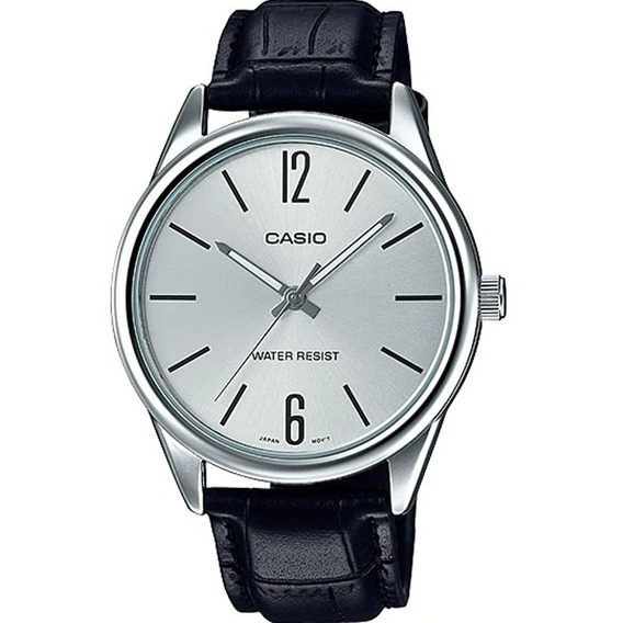 Reloj Casio Quartz Mtpv005 Hombre Piel Negro Watchsalas Full