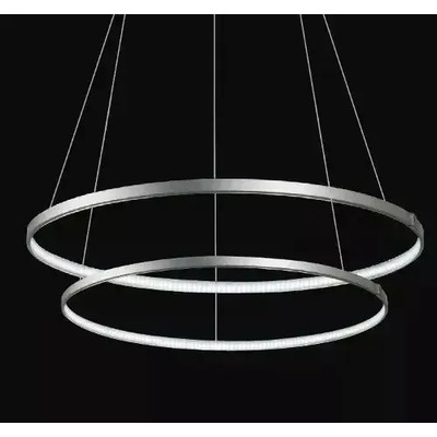 Colgante Led Saturno 86w Doble Aro Ø 60 + 80 Diseño Moderno Aluminio Frio