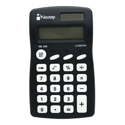 Calculadora Nextep 12 Dígitos Bolsillo Solar Batería N /vc Color Negro