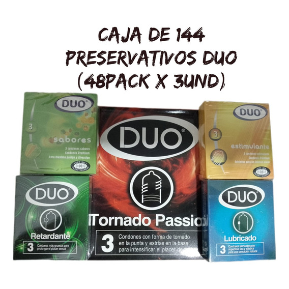 144 Condones Preservativos Duo - Unidad a $722