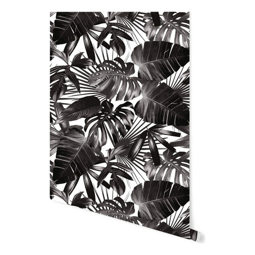 Vinil Decorativo Tapiz Mural Hojas Plantas Modern Wallpaper Color Selva Negra