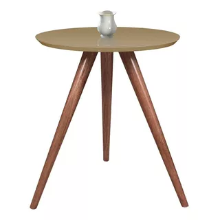 Mesa De Canto Cor Fendi Com Vidro Pé Palito Alt 70 Cm Barato