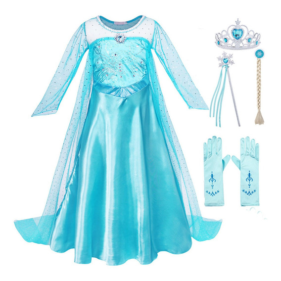  Frozen Vestido Elsa Princesa Niña Disfraz Halloween Fiesta