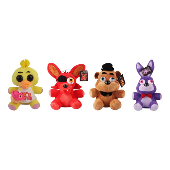 Pack 4 Felpa Fnaf Chica Bonnie Freddy Foxy Con Bolsa