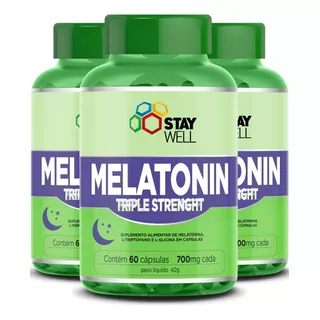 3un Melatonina Triple Strenght Máxima Absorção 180 Cápsulas Sabor Melatonin