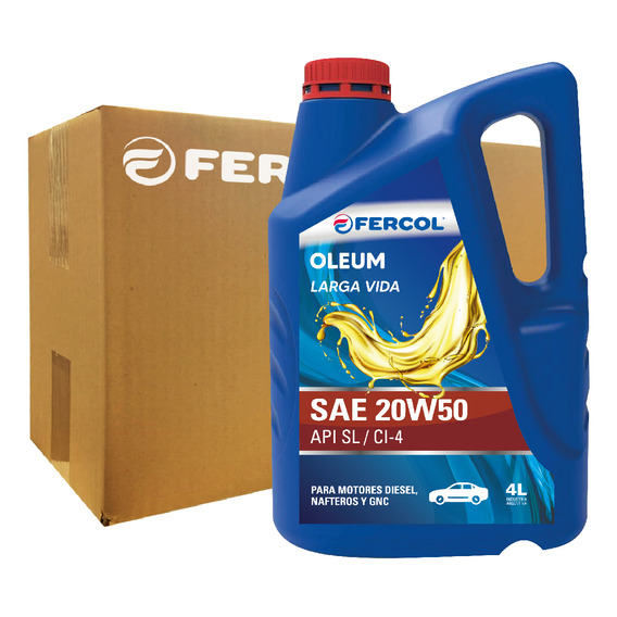 Aceite Fercol Oleum Larga Vida 20w50 4 Lt (caja De 4 X 4 Lt)