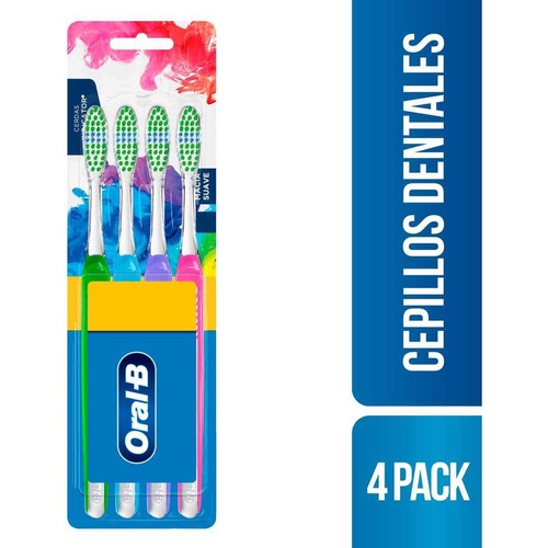 Cepillo De Dientes Oral-b Indicator Color Collection Suaves 4 Piezas