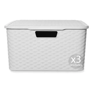 Caja Organizadora Simil Rattan Grande Xl Pack Por 3 Oferta