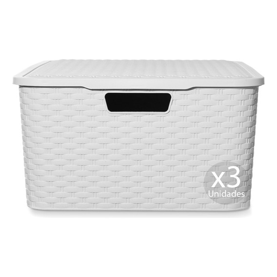 Caja Organizadora Simil Rattan Grande Xl Pack Por 3 Oferta