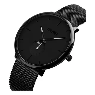 Skmei 9185 Reloj De Lujo Unisex Acero Color De La Malla Negro Color Del Bisel Negro Color Del Fondo Negro