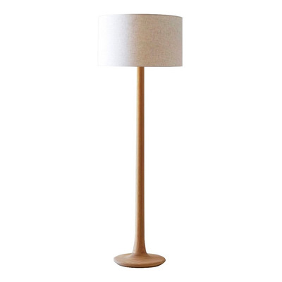 Lampara De Pie Trini Madera Natural Apto Led E27 Moderno Obj
