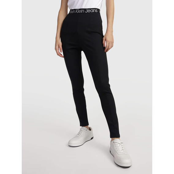 Leggings Negro Con Logo Calvin Klein Jeans De Mujer