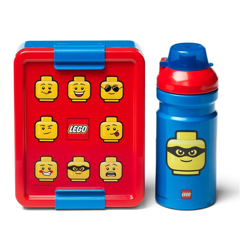 Lego Set Lunchera Y Botella Vianda Escolar Viaje Infantil Color Iconic
