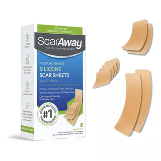 8 Parches Scaraway Para Cicatrices Reusables De Silicona - Reutilizables Y Lavables Para Reducir Eliminar Cicatriz