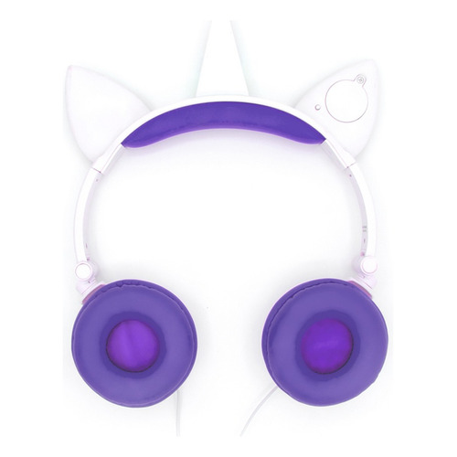 Audifonos Para Niños Unicornio Urbano Luces Led Alambrico Color Violeta