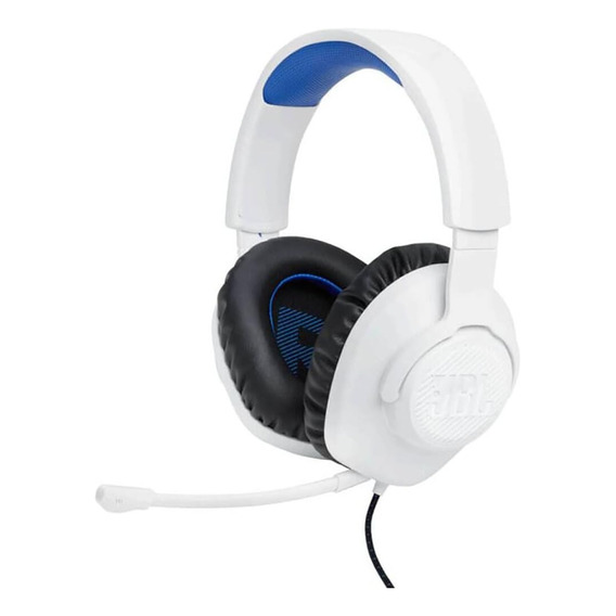 Auriculares Gamer Jbl Quatum 100p Ps5 Blanco Con Azul