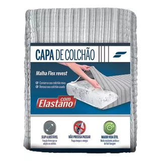 Capa De Colchão Com Zíper Em Malha Casal Box  1.40x1.90cm