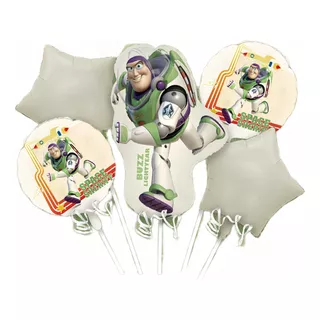 Kits 5pz Globos Metalicos De Buzz Ligthyear Toy Story Fiesta