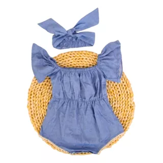 Conjunto Body Ciganinha  Bebe Menina Macacão Jeans Infantil 