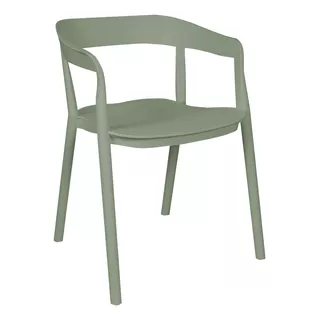 Silla Evoque De Comedor Cocina Con Apoyabrazos De Plástico Reforzado Apilable Color De La Estructura Verde Marca Makom