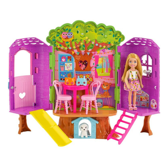 Barbie Chelsea Muñeca + Casita Del Arbol Set De Juego