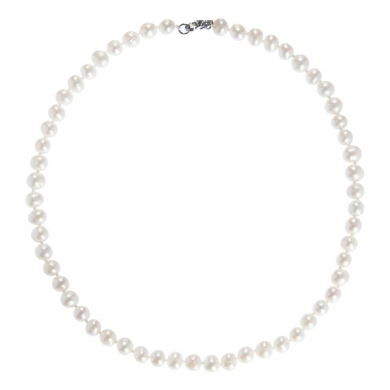 Collar Perlas Cultivadas 6mm Blancas 40cm Con Broche Plata