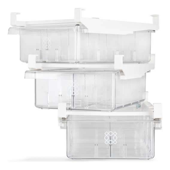 Set de 3 Organizadores de Alimentos Para Refrigerador Y Cocina Color Blanco