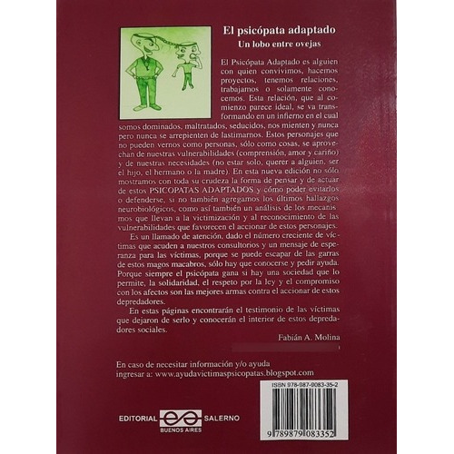El Psicópata Adaptado, De Fabián Alejandro Molina., Vol. N/a. Editorial Salerno, Tapa Blanda, Edición 1 En Español, 2022