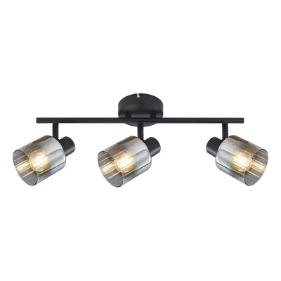 Aplique 3 Luces Negro Vidrio Fume Apto Led E27 Mks Negro/vidrio Fume