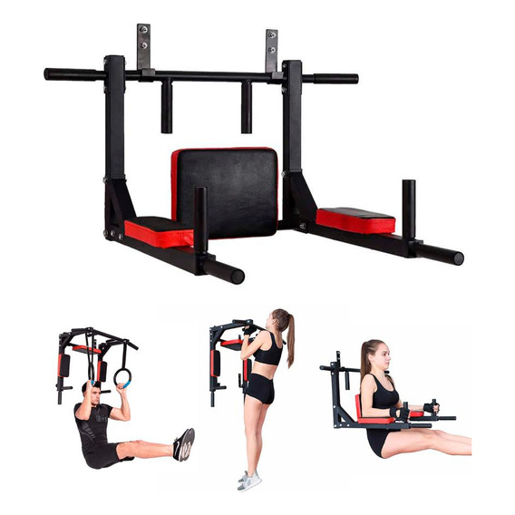 Barra Multifunción Dominadas Paralelas Boxeo Fitness Premium Color Negro