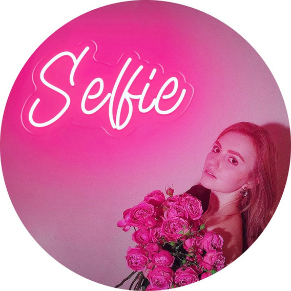 Letrero Led Neón Selfie, Rosa