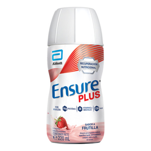 Suplemento en líquido Abbott  Ensure Plus carbohidratos sabor frutilla en botella de 1.32mL 6 un pack x 6 u