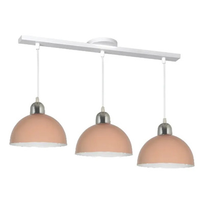 Lampara Colgante 3 Luces Deco Moderno Apto Led E27 Geo Rosa Con Cromo